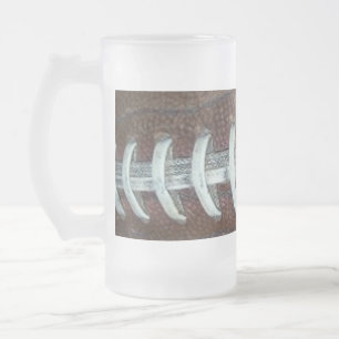 Football Stitches Frosted Glass Beer Mug