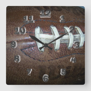 Football Stitches Square Wall Clock