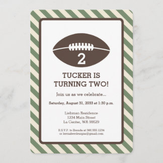 Football Stripped Birthday Party Invitation