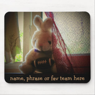 Football Stuffed bunny with Your Phrase Mouse Mat