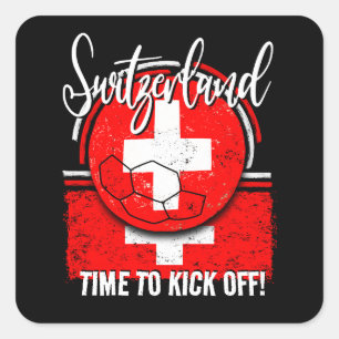 Football Switzerland Flag, Swiss European Team Square Sticker