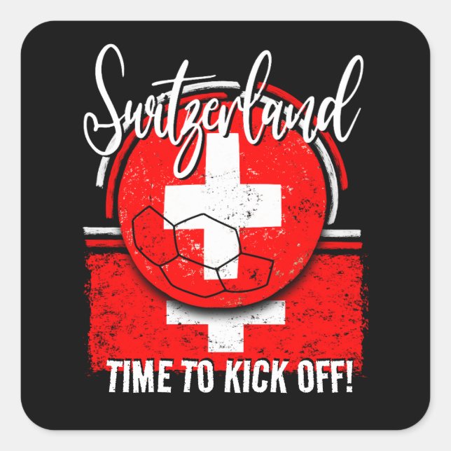 Football Switzerland Flag, Swiss European Team Square Sticker (Front)