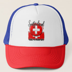 Football Switzerland Flag, Vintage Soccer Ball Trucker Hat
