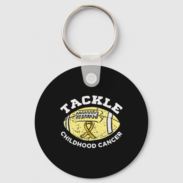 Football Tackle Childhood Cancer Awareness Wear Go Key Ring (Front)