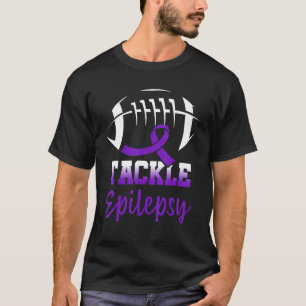 Football Tackle Epilepsy Retro Awareness Purple Ri T-Shirt