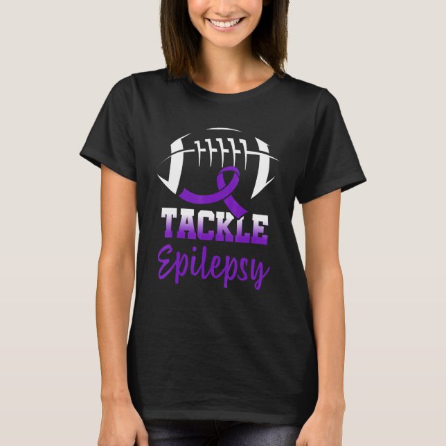 Football Tackle Epilepsy Retro Awareness Purple Ri T-Shirt (Front)