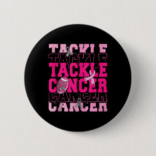 Football Tackle Pink Ribbon Breast Cancer Awarenes 6 Cm Round Badge