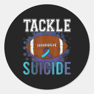 Football Tackle Suicide Prevention Awareness Women Classic Round Sticker