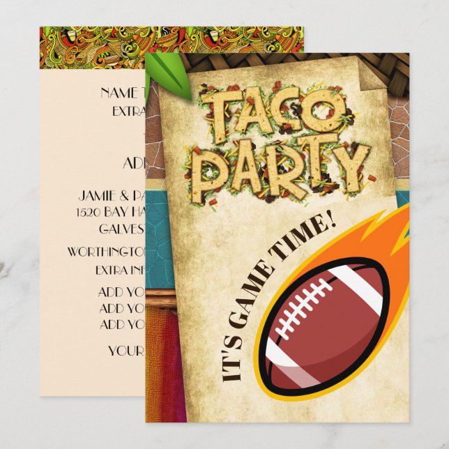 Football Taco Party Invitation (Front/Back)