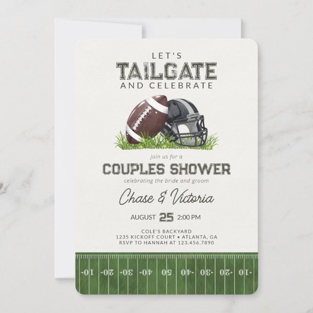 Football Tailgate and Celebrate Couples Shower Invitation (Front)