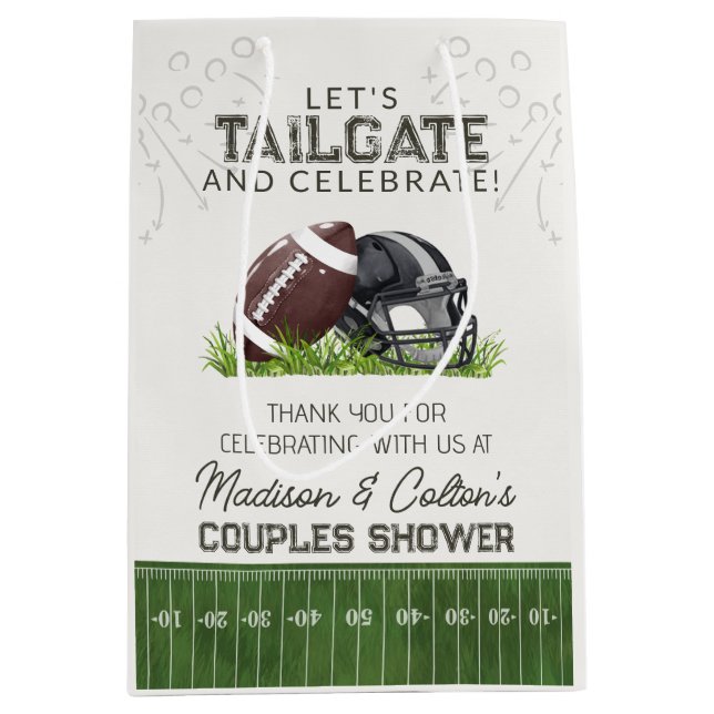 Football Tailgate & Celebrate Couples Shower Favou Medium Gift Bag (Front)
