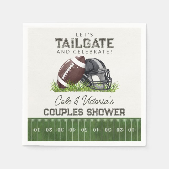Football Tailgate & Celebrate Touchdown Couples Napkin (Front)