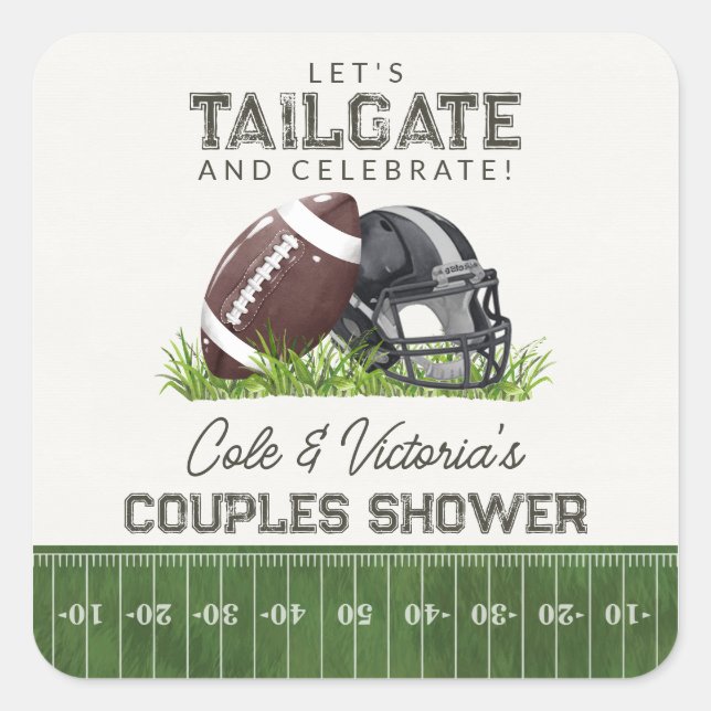 Football Tailgate & Celebrate Touchdown Couples Square Sticker (Front)