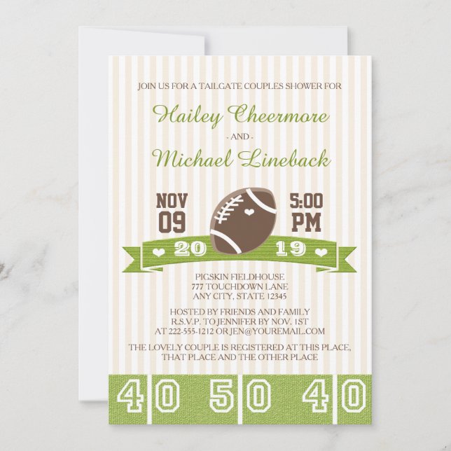 FOOTBALL TAILGATE COUPLES WEDDING SHOWER INVITATION (Front)