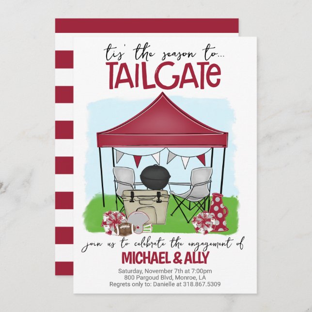 Football Tailgate Engagement change to ANY COLOR Invitation (Front/Back)