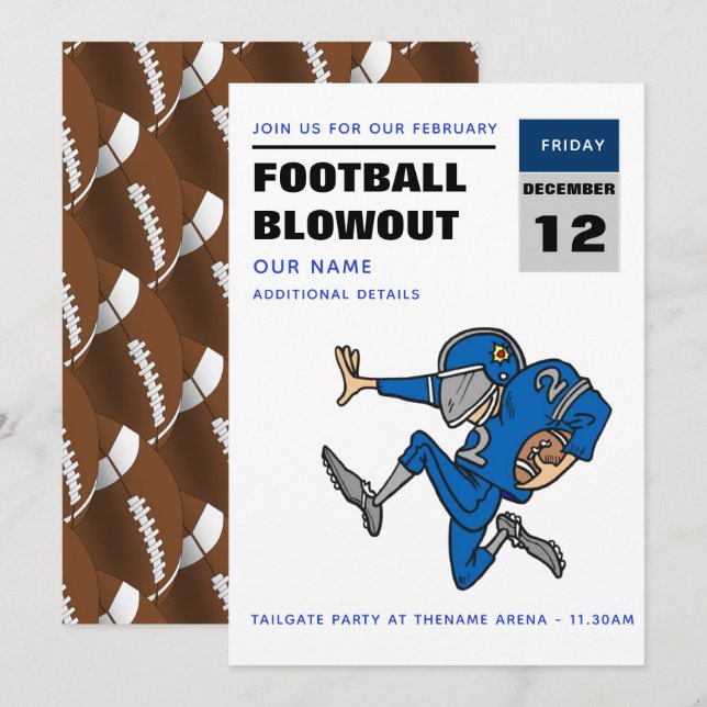 FOOTBALL Tailgate Party Invitations - Customised (Front/Back)