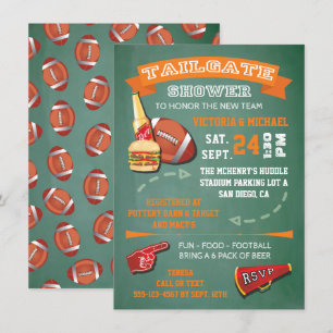 Football Tailgate Shower green chalkboard Invite
