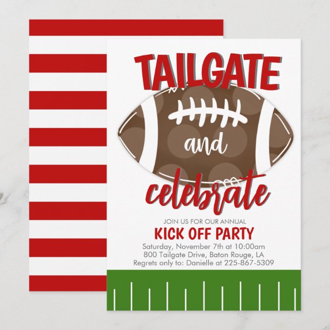 Football Tailgating ANY COLOR COMBO Invitation (Front/Back)