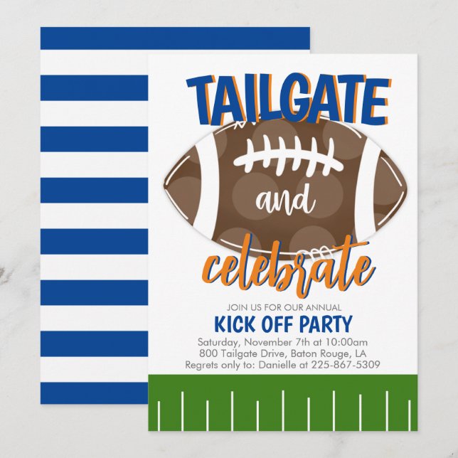 Football Tailgating ANY COLOR COMBO Invitation (Front/Back)