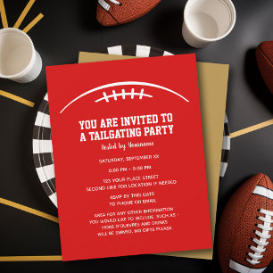 Football Tailgating Party - red gold Invitation