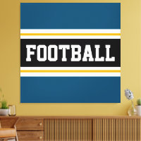 FOOTBALL Teal Blue Black White Yellow Stripes