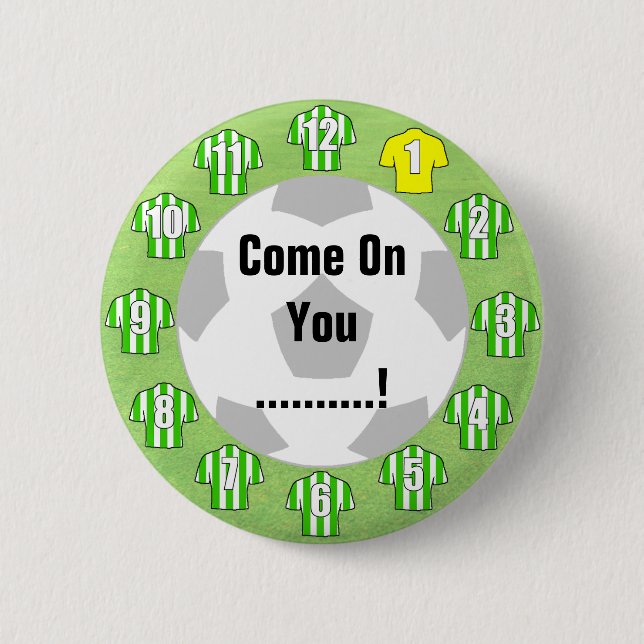 Football Team Badge with Green & White Shirts (Front)
