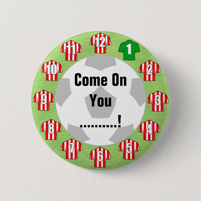 Football Team Badge with Red & White Shirts (Front)