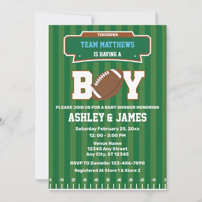 Football Team Boy Baby Shower Invitation (Front)