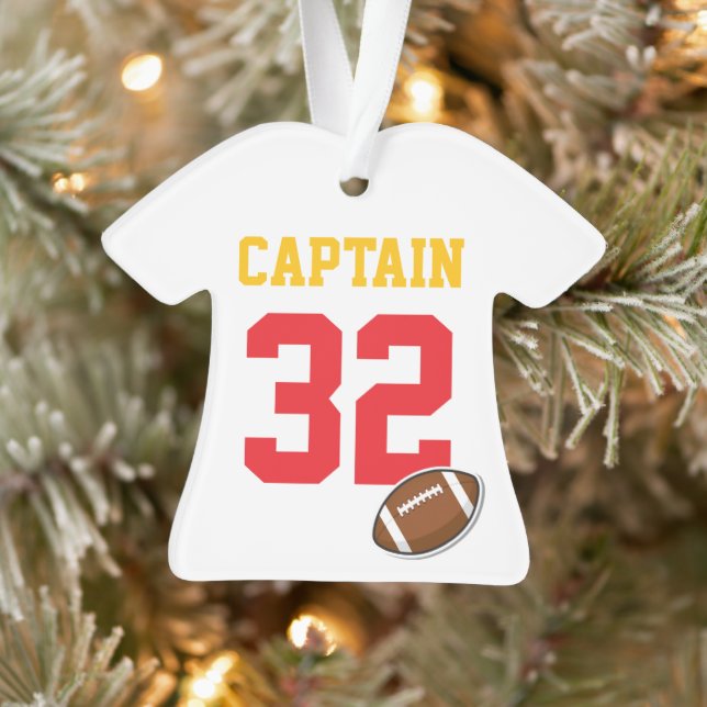 Football Team CAPTAIN Player NUMBER Sports YEAR Ornament (Tree)