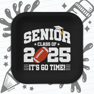 Football Team Class of 2025 Graduation Senior 2025 Paper Plate