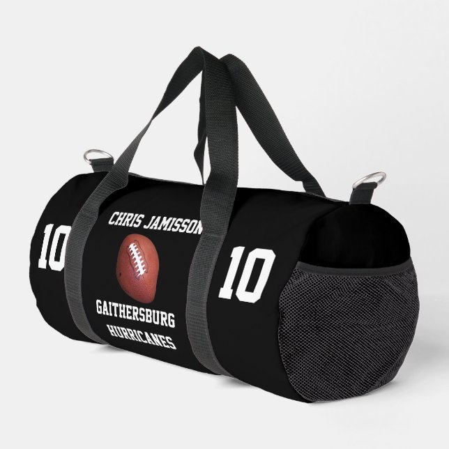Football Team, Coach or Player Black Personalised Duffle Bag (Right Corner)