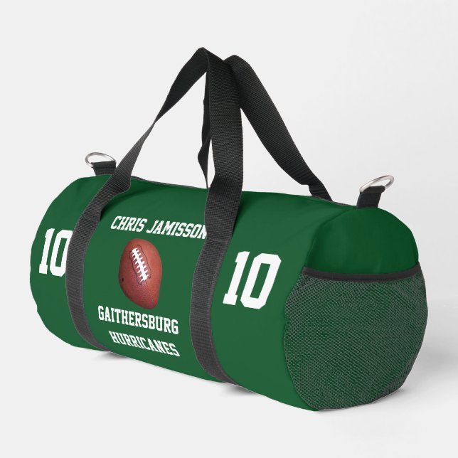 Football Team, Coach or Player Green Personalised Duffle Bag (Right Corner)