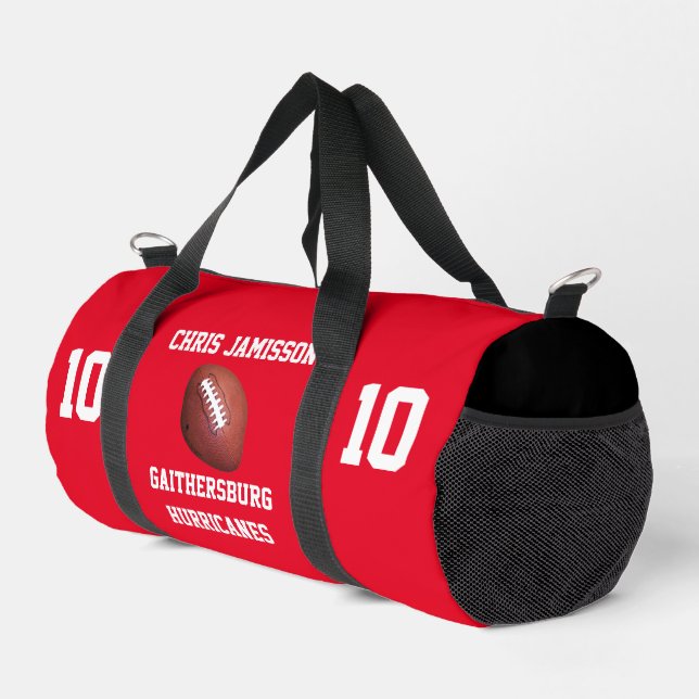 Football Team, Coach or Player Red Personalised Duffle Bag (Right Corner)