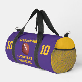 Football Team Coach Player Purple Gold Personalise Duffle Bag