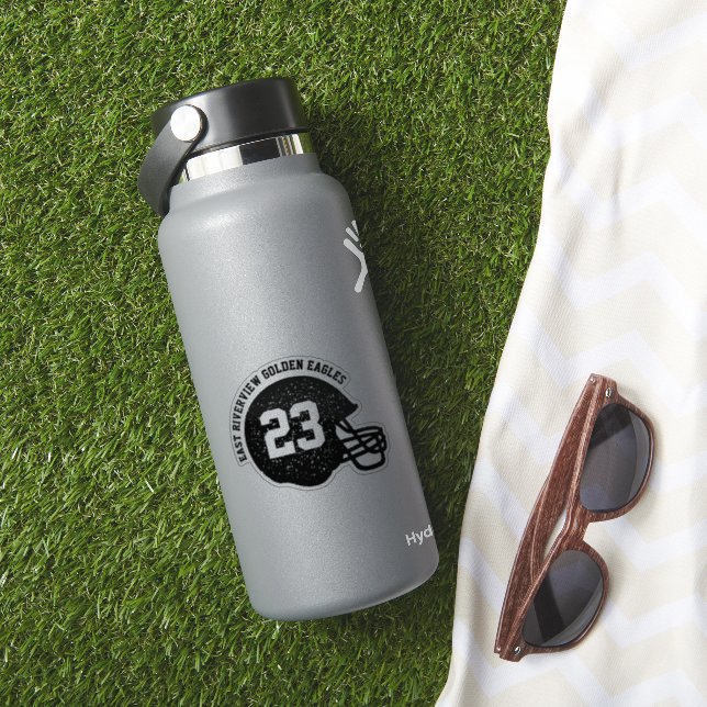 Football team helmet custom number black sticker (HydroFlask Insitu)