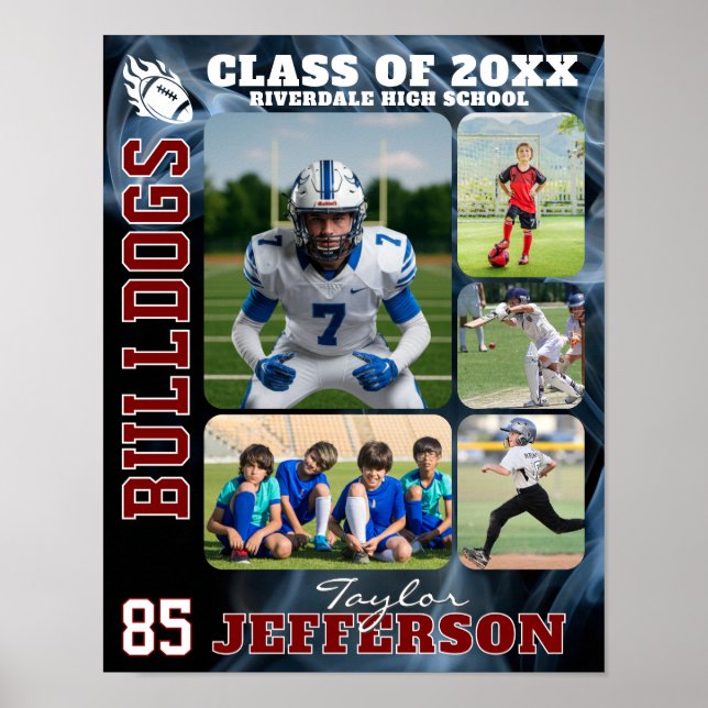Football Team High School Sports Picture Collage Poster (Front)