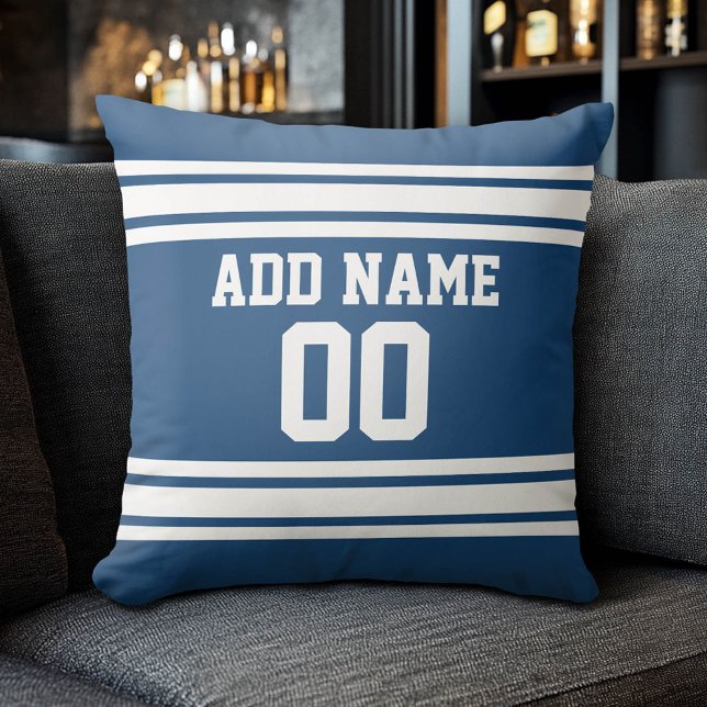 Football Team Jersey with Custom Name Number Cushion (Custom Sports Pillow for a Man Cave)