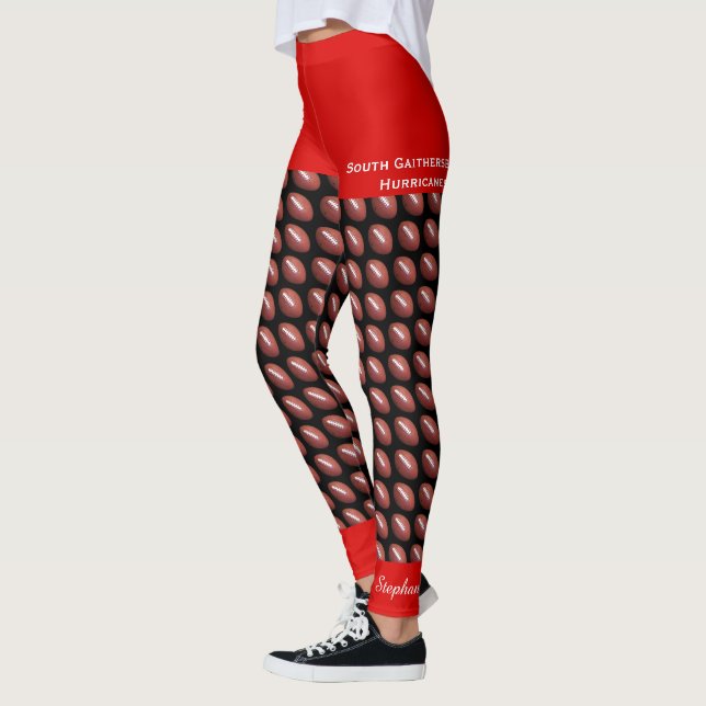 Football Team Leggings with Fake Red Shorts (Left)