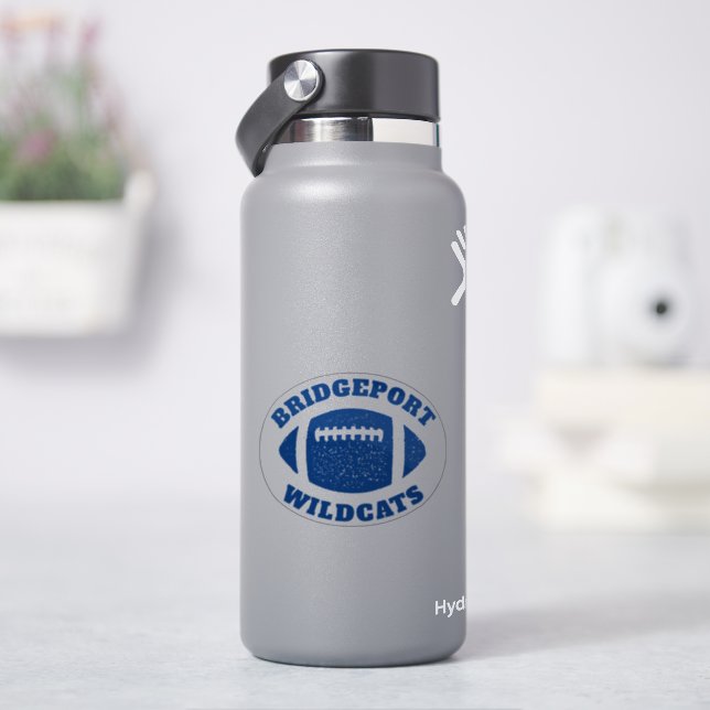 Football team personalised name blue sticker (HydroFlask)