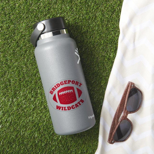 Football team personalised red sticker (HydroFlask Insitu)