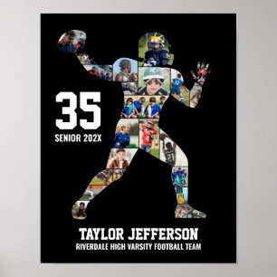 Football Team Photo Collage Sports Senior Night Poster