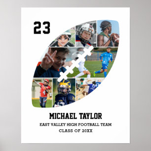 Football Team Senior Graduation Ball Photo Collage Poster