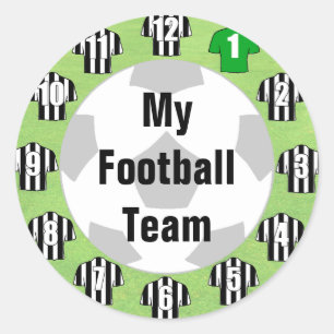 Football Team Stickers with Black & White Shirts