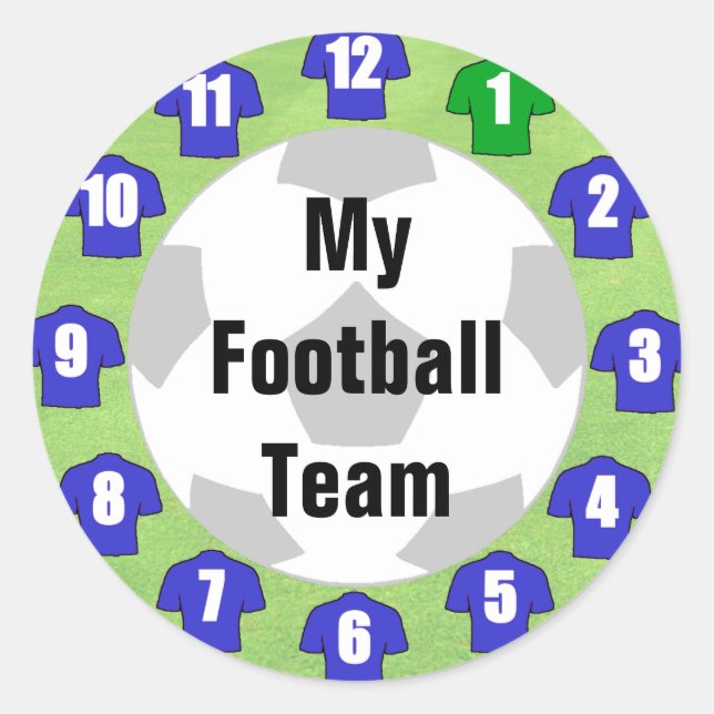 Football Team Stickers with Blue Shirts (Front)