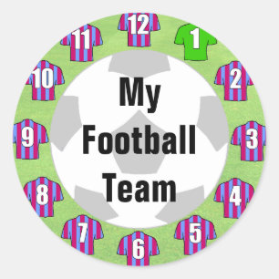Football Team Stickers with Claret & Blue Shirts
