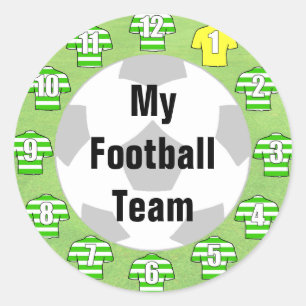 Football Team Stickers with Green Hooped Shirts