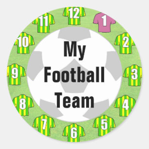Football Team Stickers with Green & Yellow Shirts