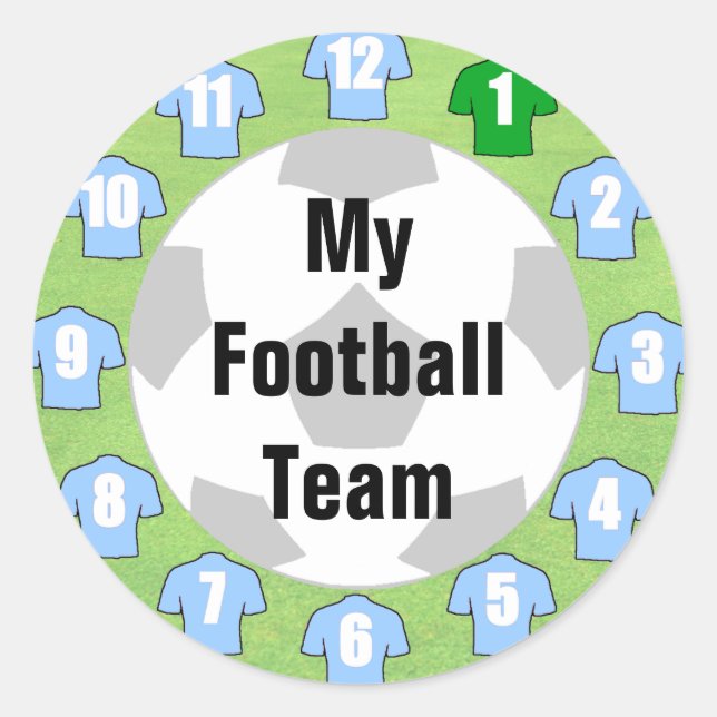 Football Team Stickers with Light Sky Blue Shirts (Front)