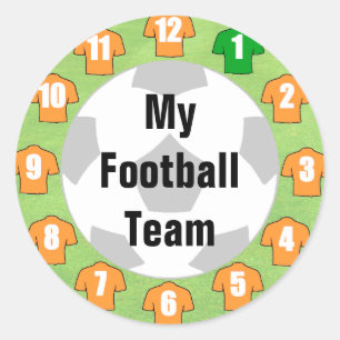 Football Team Stickers with Orange Gold Shirts