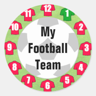 Football Team Stickers with Red Shirts